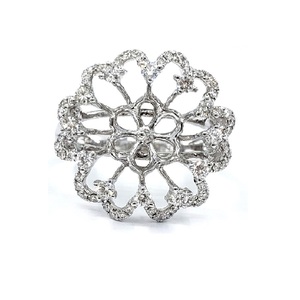 Design élégant, haute qualité, or semi-blanc 18 carats, diamant véritable, monture en perle, fabrication artisanale, classique, fiançailles, anniversaire, mariage, fête - Product Image 1