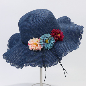 Nouveau produit <span class=keywords><strong>2022</strong></span>, chapeau de paille simple pour femme, grand chapeau de soleil à fleurs, vente en gros, chapeau de soleil fin et respirant pour l'été - Product Image 5