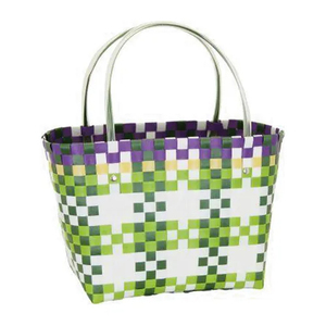 Bolso tote de mano tejido a mano estilo bohemio, de PP, con diseño a cuadros de colores, para playa, vacaciones, para mujer - Product Image 4