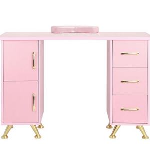 Mesa de Manicura Multifuncional Moderna de Color Rosa, Mueble de Salón de Belleza para Maquillaje y Técnicos de Uñas - Product Image 1