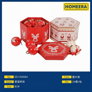 ลูกบอลคริสมาสต์คละสี8ซม. งานแฮนด์เมดตกแต่งบ้านปรับแต่งขนาดได้24กล่องต่อกล่อง - Product Image 1