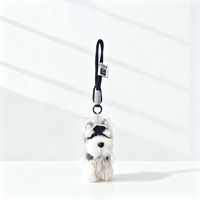 Porte-clés en peluche Schnauzer Kawaii, accessoire de sac, avec mini chien en peluche portant une capuche transparente, idéal pour un cadeau d'anniversaire