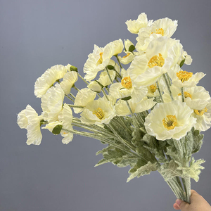 Superbe promotion : Magnifiques coquelicots artificiels de haute qualité, simulation de coquelicots à quatre têtes, pour la décoration intérieure. - Product Image 1