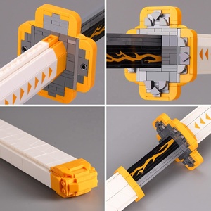 DK1506 démon tueur <span class=keywords><strong>Zenitsu</strong></span> japonais <span class=keywords><strong>Katana</strong></span> modèle petites particules bricolage assemblage épée couteau brique jouets blocs de construction ensembles - Product Image 3