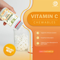 Tableta Masticable de Vitamina C de 1000 mg, Sin Azúcar, Antioxidante, Suplemento para el Apoyo Inmunológico y Blanqueamiento de la Piel, OEM ODM
