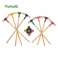 Vente d'usine YumuQ : Jeux de croquet en bois d'eucalyptus de qualité supérieure, maillettes de 26'' / 32'', pour jeux de pelouse et de jardin, avec sac de transport