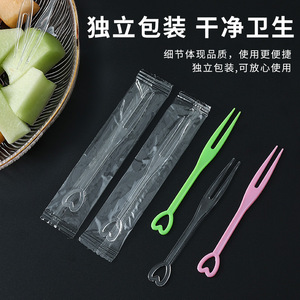 Tenedores para frutas de plástico con forma de corazón, brochetas para postres, para fiestas, herramientas para servir bandejas de frutas de verano - Product Image 5