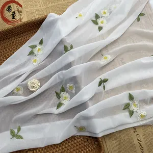 New design wholesale lightweight breathable embroidered elegant organza fabric suitable for women's summer wearing