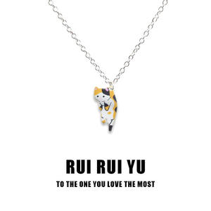 Señoras niñas Acero inoxidable Figaro cadena oro rodio plateado lindo gato diseño titanio acero aleación Material moda perla - Product Image 5