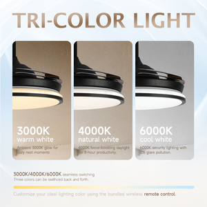 Modern 42" Retractable Black 4 Blades 3 CCT Remote Control 6-Speed Timing Function Chandelier Fan <b>Lamp</b> for Living Room Bedroom - Product Image 2