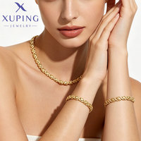 Joyería Xuping al por Mayor, Conjunto de Joyería de Moda con Cadena de Eslabones en Forma de Corazón, Chapado en Oro de 14K, para Mujer y Hombre, Collar y Pulsera