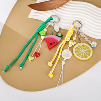 Porte-clés personnalisé en forme de tranches de citron, cordon décoratif mignon pour sac, accessoire de charme fruité