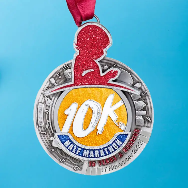 Günstige Custom Metal Farbe Fun Ride Run Medaille Maßge schneiderte Marathon Race Sports Finisher 10K Running Medaillen