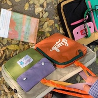 Sac fourre-tout rétro contrasté pour ordinateur portable, avec plusieurs poches extérieures, en nylon, sac à main pour ordinateur portable, bandoulière amovible, sac de transport antichoc pour ordinateur