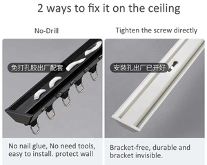 Giá Đỡ Chữ V Màu Trắng Đen-Thanh Ray Rèm Gắn Trần Không Có Giá Đỡ Thấp - Product Image 5