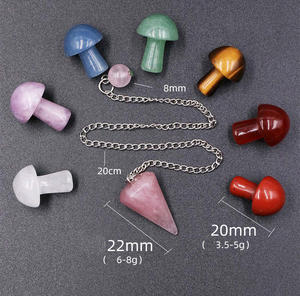 Ensemble de 7 chakras avec <span class=keywords><strong>pendule</strong></span> en cristal pour guérison, 7 chakras, senseur spirituel naturelle, pierre originale de Yoga en forme de champignon, avec boîte cadeau - Product Image 2