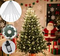 LED-Ring Baumspitzenbeleuchtung Fünfzackiger Stern Wasserfall-Lichterkette IP44 288/400 LED Innen- und Außenbereich Weihnachten Garten Party Feiertagsdekoration