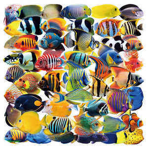 50PCS Fashion transparent goldfish sea animal marine life colorful fish sticker