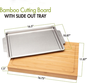 <span class=keywords><strong>Tagliere</strong></span> di bambù con vassoio scorrevole in acciaio inox vassoio per tagliare il vassoio per gli <span class=keywords><strong>scacchi</strong></span> con verdure a base di carne semplicemente lavare - Product Image 2