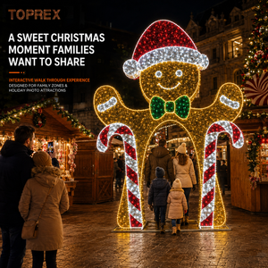Arche lumineuse géante commerciale en forme de bonhomme de pain d'épices pour l'entrée de centre commercial, point photo, affichage de Noël, plan d'approvisionnement pour projets - Product Image 1