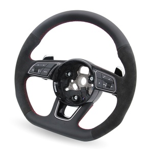 Volant plat personnalisé en Alcantara pour <span class=keywords><strong>Audi</strong></span> A1 A3 A4 S4 A6 A7 C7 RS5 Q5 S5 B9 SQ7 B6 8T <span class=keywords><strong>R8</strong></span> - Product Image 4