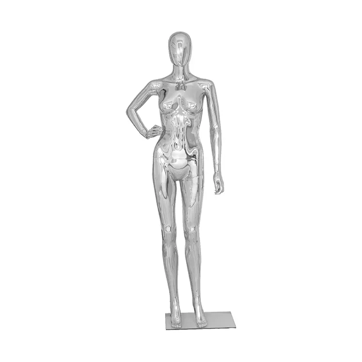 Vente en gros mannequin femme debout sexy en argent chromé mannequin complet pour affichage de vêtements