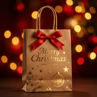 Sac en papier kraft personnalisé pour Noël, sac cadeau marron personnalisé, vente en gros, emballage cadeau de Noël, sac de shopping en vrac