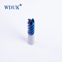 Fraise à queue en carbure monobloc à 4 dents avec revêtement nano bleu en acier au tungstène pour l'usinage CNC de moules en acier trempé HRC65