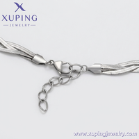 Collier en corde tressée argentée Xuping Jewelry en gros, chaîne torsadée avec fermoir mousqueton pour cadeau, fête, mariage