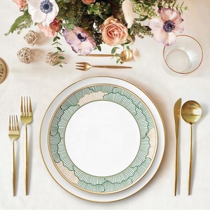 <b>Leaf</b> Plates Party Ceramics Luxury Plates Restaurant Ceramic <b>Light</b> Gold Content Plates Dinnerware Sets - Product Image 1