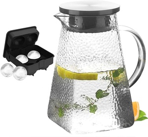Jarra de vidro com tampa de filtro, de aço inoxidável, para suco e chá gelado, pote de água quente ou fria, 1800ml - Product Image 1
