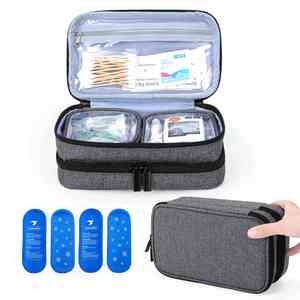 Medicine Bag Insulin Cooler Travel Case with 4 Ice Packs Double Layer Diabetic or Other Diabetes Care Accessories - Product Image 1