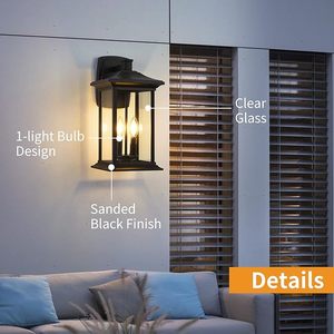 Esterno <span class=keywords><strong>2</strong></span> luci parete lanterna applique, lampada esterna con montaggio a parete con vetro trasparente, Patio/portico esterno, porta d'ingresso - Product Image 4