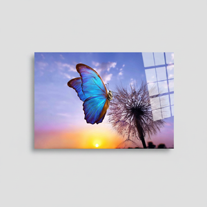 Impresión en lienzo con vista al amanecer de Dandelion: arte natural elegante, arte en vidrio templado - Product Image 2