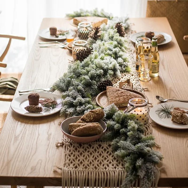 Yüksekliği kaliteli düşen kar çam dekoratif çiçekler yapay dekoratif garlands noel ağacı çelenk