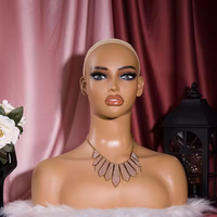 Busto de Maniquí Realista Negro Marrón, Cabeza de Maniquí Femenina, Soporte para Peluca, Cabeza de Maniquí de Exhibición