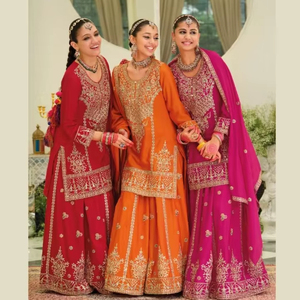 Chinon lourd avec broderie travail vêtements indiens et pakistanais - Product Image 1