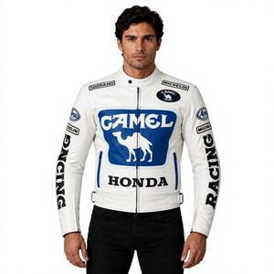 เสื้อแจ็คเก็ตหนังวัวแท้พิมพ์ลาย Zonda สำหรับขี่มอเตอร์ไซค์/เสื้อแจ็คเก็ตสำหรับทุกเพศ พร้อมอุปกรณ์ป้องกัน CE ระดับ 2 แบบ Hump - Product Image 1