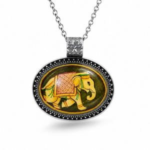 Handcrafted Miniature <b>Painting</b> Elephant Pendant in 925 Sterling Silver - Product Image 3