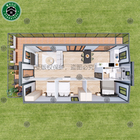 Maison préfabriquée extensible en bois clair, en forme de L, pliable et mobile, pour hôtel de villégiature, camping et hébergement de vacances