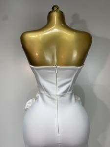 Abito Aderente da Donna Senza Spalline con <span class=keywords><strong>Fiori</strong></span> Bianchi Elegante Sexy Moda Casual Streetwear <span class=keywords><strong>per</strong></span> Club e Feste di Compleanno - Product Image 5