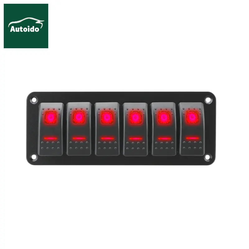 12/24V 6 Gang LED Toggle Switch Panel ON-OFF Rocker Switch Panel Waterproof Double Light Switch for Marine Caravan RV