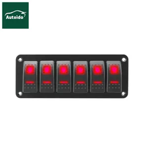 Panel de interruptor basculante de encendido y apagado, impermeable, doble luz, para caravana marina, RV, 12/24V, 6 entradas LED