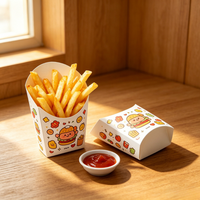 Boîtes à frites jetables écologiques biodégradables en papier couché de qualité alimentaire, étanches, auto-érectables, rectangulaires