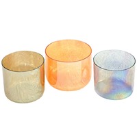 Bol chantant en cristal coloré transparent, moulé à la main, avec marteau, pour la thérapie sonore et la méditation