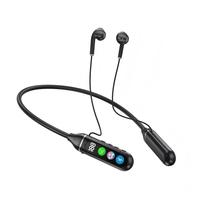 Écouteurs tour de cou BT5.4 en gros avec affichage numérique, commande vocale, matériau ABS, son stéréo, subwoofer, étanchéité IPX-5, commande tactile