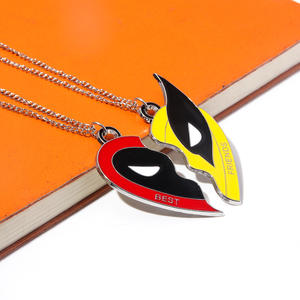 Collares de Mejores Amigos de Deadpool y <span class=keywords><strong>Wolverine</strong></span>, Juego de Collares con Colgante de Corazón Roto Colorido y Bonito para Parejas, Collares de Mejores Amigos - Product Image 2