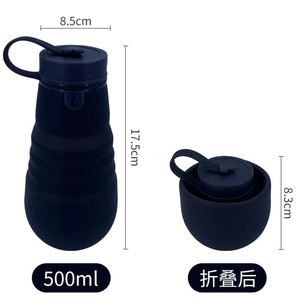 Nueva Taza Plegable Portátil de Silicona de 500 ml, a Prueba de Fugas, Libre de BPA, Apta para Lavavajillas, con Tapa de Mosquetón para Deportes al Aire Libre y Viajes - Product Image 2