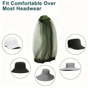 Cappello con Zanzariera Pieghevole in Tessuto a Rete Cristallina per Campeggio all'Aperto, Ecologico, 100% Poliestere, Anti-Insetti, Alta Qualità - Product Image 2