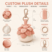 Jouet en peluche personnalisé OEM ODM, animal en peluche, mascotte, porte-clés sérum de pétales de rosée, cadeau d'entreprise, promotion du logo pour produits de beauté et soins de la peau